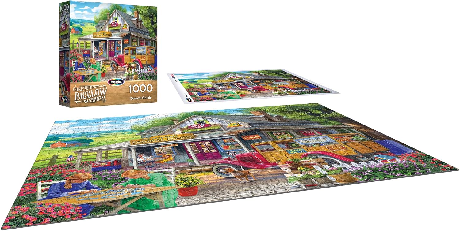 RoseArt Bigelow Country General Goods 1000 Piece Jigsaw Puzzle | 26.625" x 19.25" Finished Size, Fully Interlocking Pieces, Bonus Poster Included, Made in USA