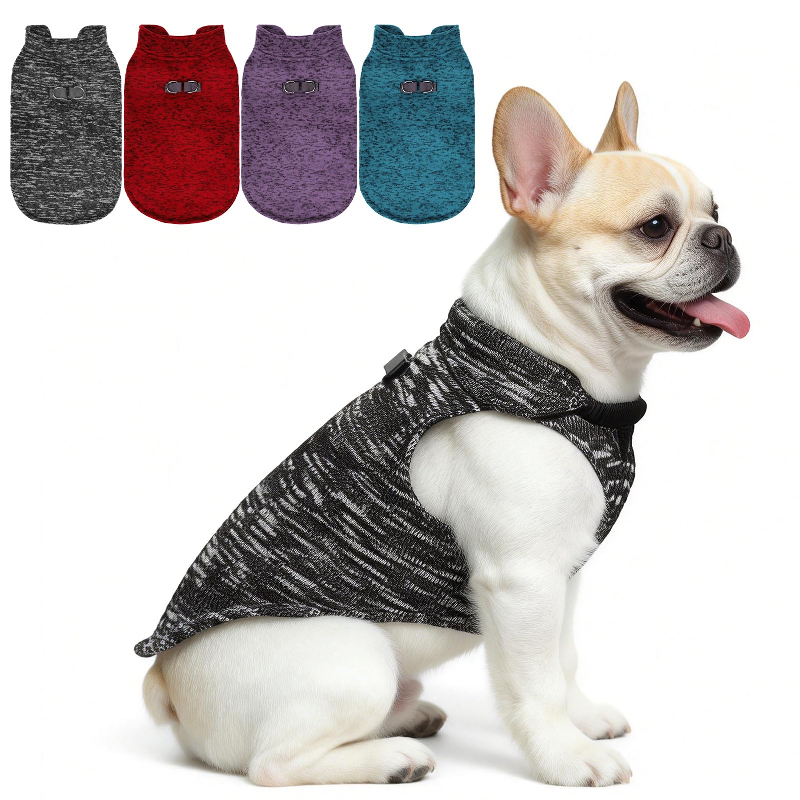 Pull en polaire pour chien évite les coups de froid veste d'hiver grise M avec anneau laisse