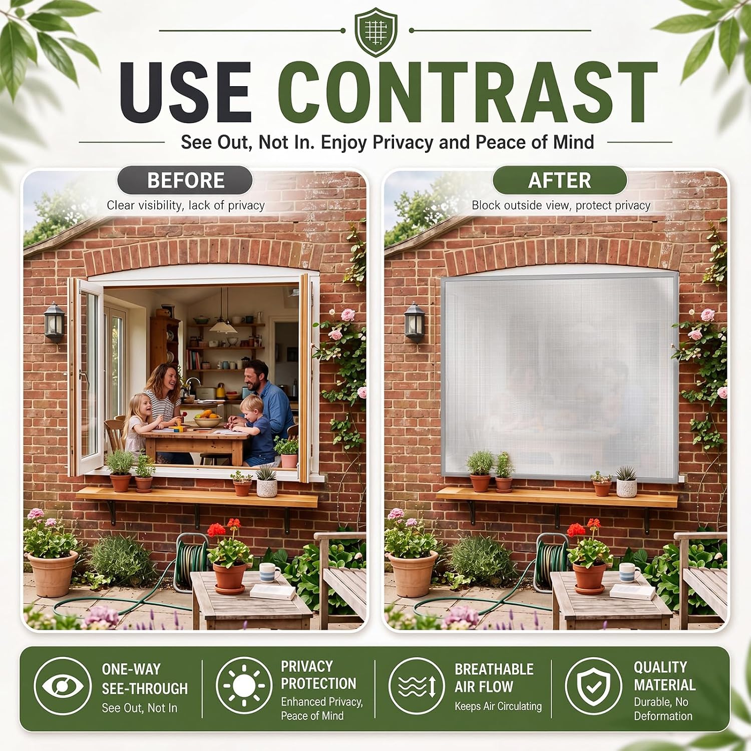Self-Adhesive Window Screen 47" x 63" Adjustable Window Screen | Window Screen Mesh Frame Free Netting Mesh Curtain with Hook and Loop Tape for Patio Door Windows Keep Bugs out
