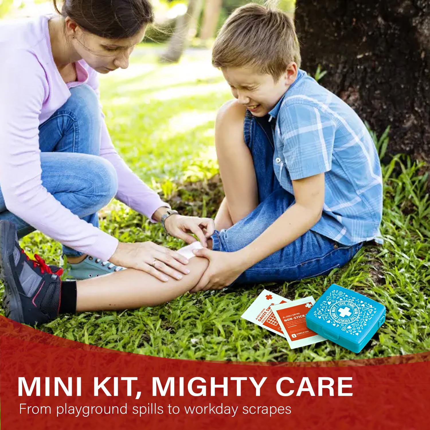 EVERLIT Mini kit de primeros auxilios para bolsillo, compacto y portátil, estuche rígido de 50 piezas, cortes, rasguños, cuidado de heridas, esencial para viajes, al aire libre, escuela, camping