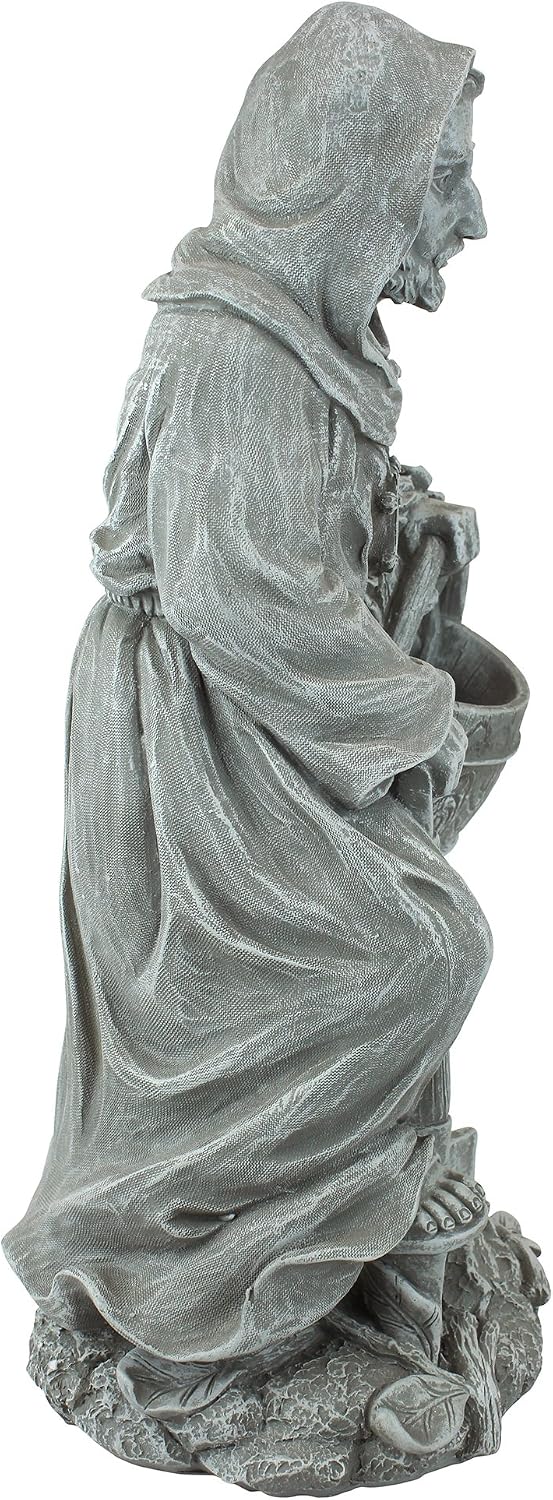 Design Toscano Fiacre Gardener's Patron Religious Garden Statue, Small Size, 7 inches wide, 16 inches tall, Cast Stone Resin, Gray Stone Finish image 4