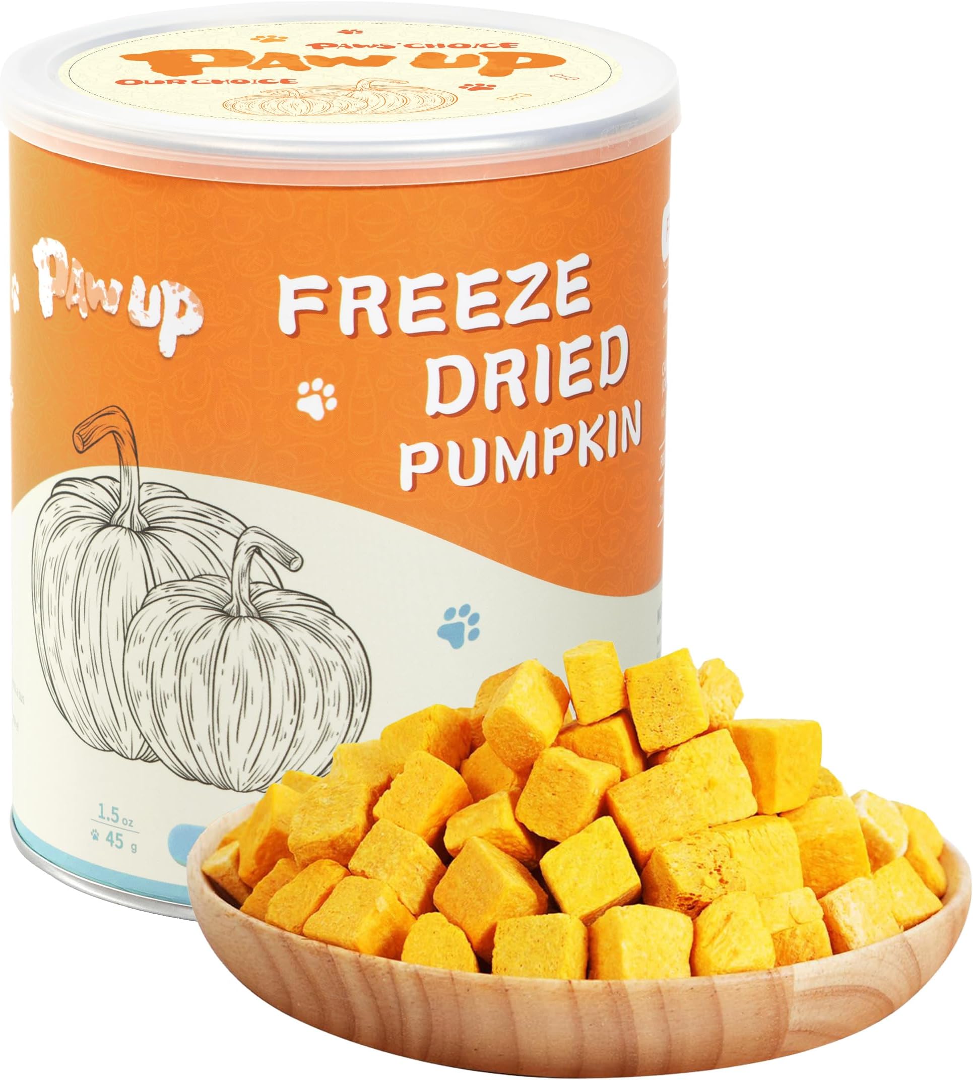 Freeze-Dried Pumpkin Treats for Dogs & Cats – High Fiber, Single Ingredient Natural Snacks for Digestion & Gut Health, Healthy Food Toppers, 1.58 oz