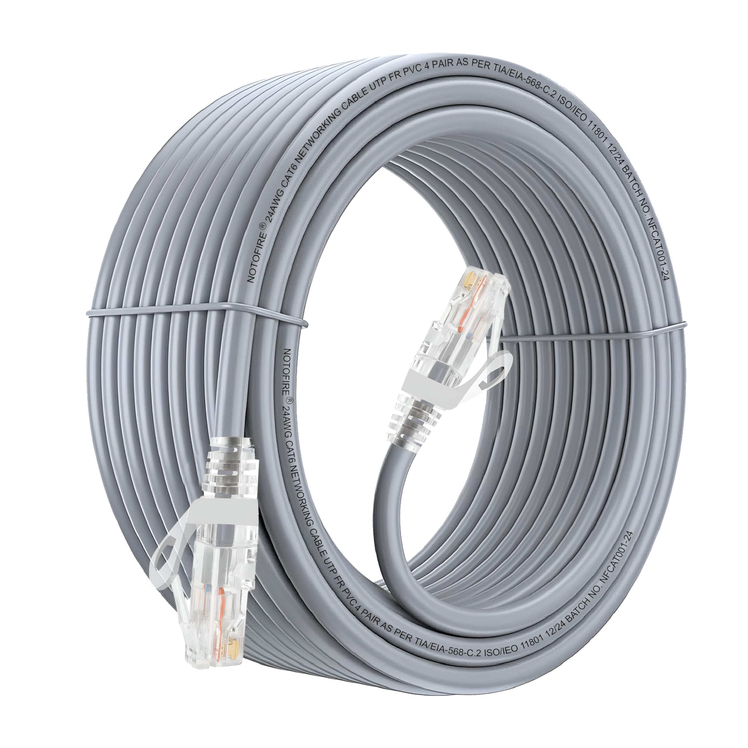 Valuecon NOTOFIRE Cat6 Ethernet Cable,High Speed 550MHZ/10 Gigabit Speed UTP LAN Cable,Network Cable Internet Cable,RJ45 Cable,LAN Wire,Patch Computer Cord Gigabit Category 6 for Modem(15 Meter),Grey