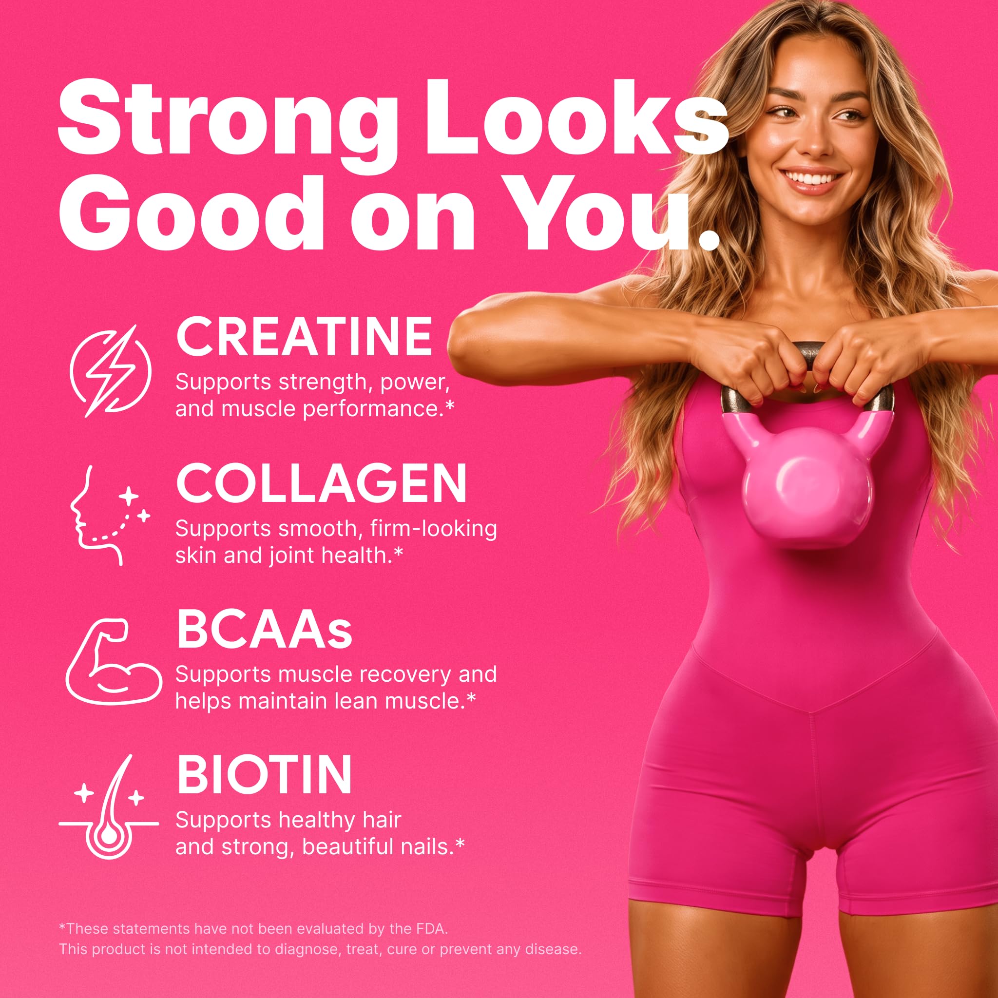 6-in-1 Creatine Gummies for Women – 5000mg Creatine Monohydrate with Collagen & Biotin for Glute Strength Support, Hair, Skin & Nails – Muscle Strength, Recovery & Energy – Sugar Free – 120 Ct — Amazon image 4