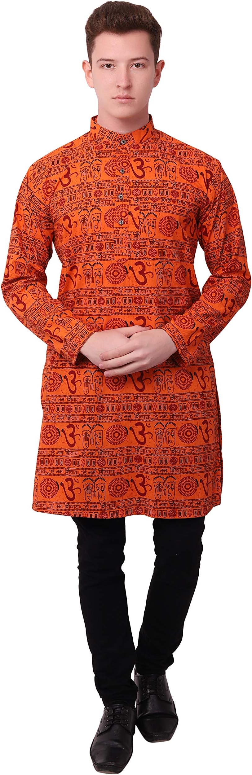ldhsatiCotton Blend Om Printed Kurta for Men Men's Man