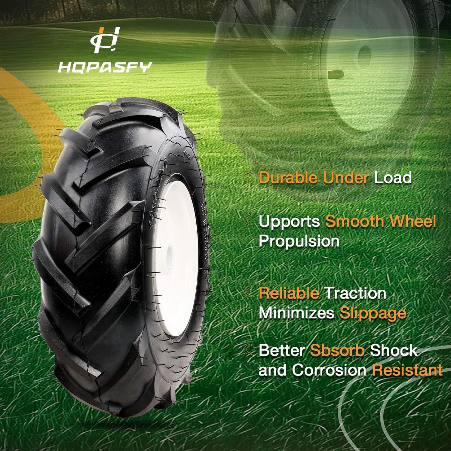 13x5.00-6" Tiller Tire and Wheel (1" Axle Size), 3-1/8" Centered Hub, Compatible with 13x5-6 Garden Trailer, Tractor, Tillers, and Snowblower Tire
