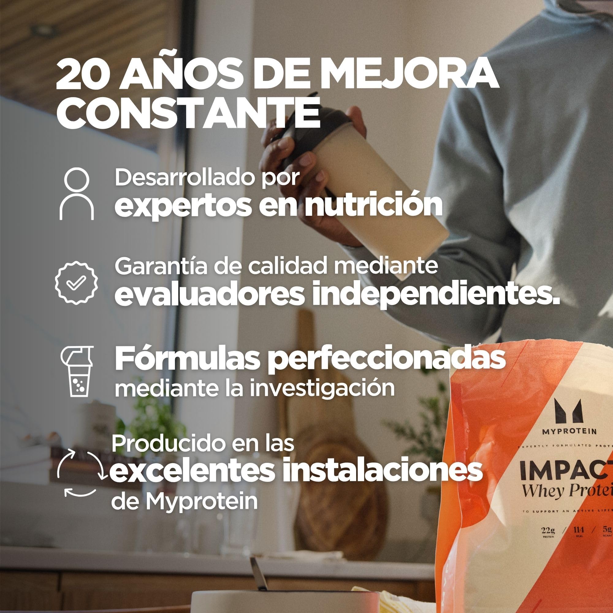 Myprotein Impact Proteína de suero en polvo - Chocolate natural | 30 porciones | Hasta 23 g de proteína por porción | Bajo en grasas y azúcares | Ideal para el crecimiento muscular