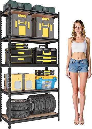 Estantes de almacenamiento de metal de 72 pulgadas de alto, 1500 libras, unidad de estantería de garaje de 5 niveles, estante de almacenamiento