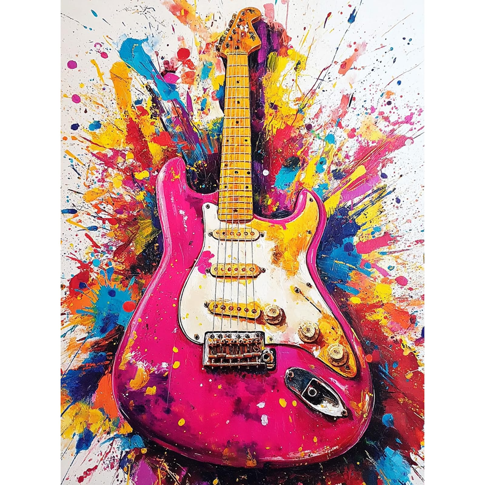 KEYIFA Colorful Guitar Paint by Numbers for Adults, Painting by Number Canvas Kits with Acrylic Paint Brushes, DIY Craft Oil Painting Art Kits for Adults, Home Wall Decor 30x40cm