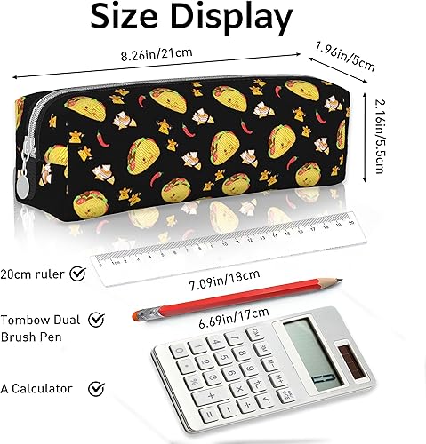 Miniatura 3 de Estuche para lápices de tacos para niños y niñas, estuche de alta capacidad con organizador de cremallera, bolsa de papelería para oficina y