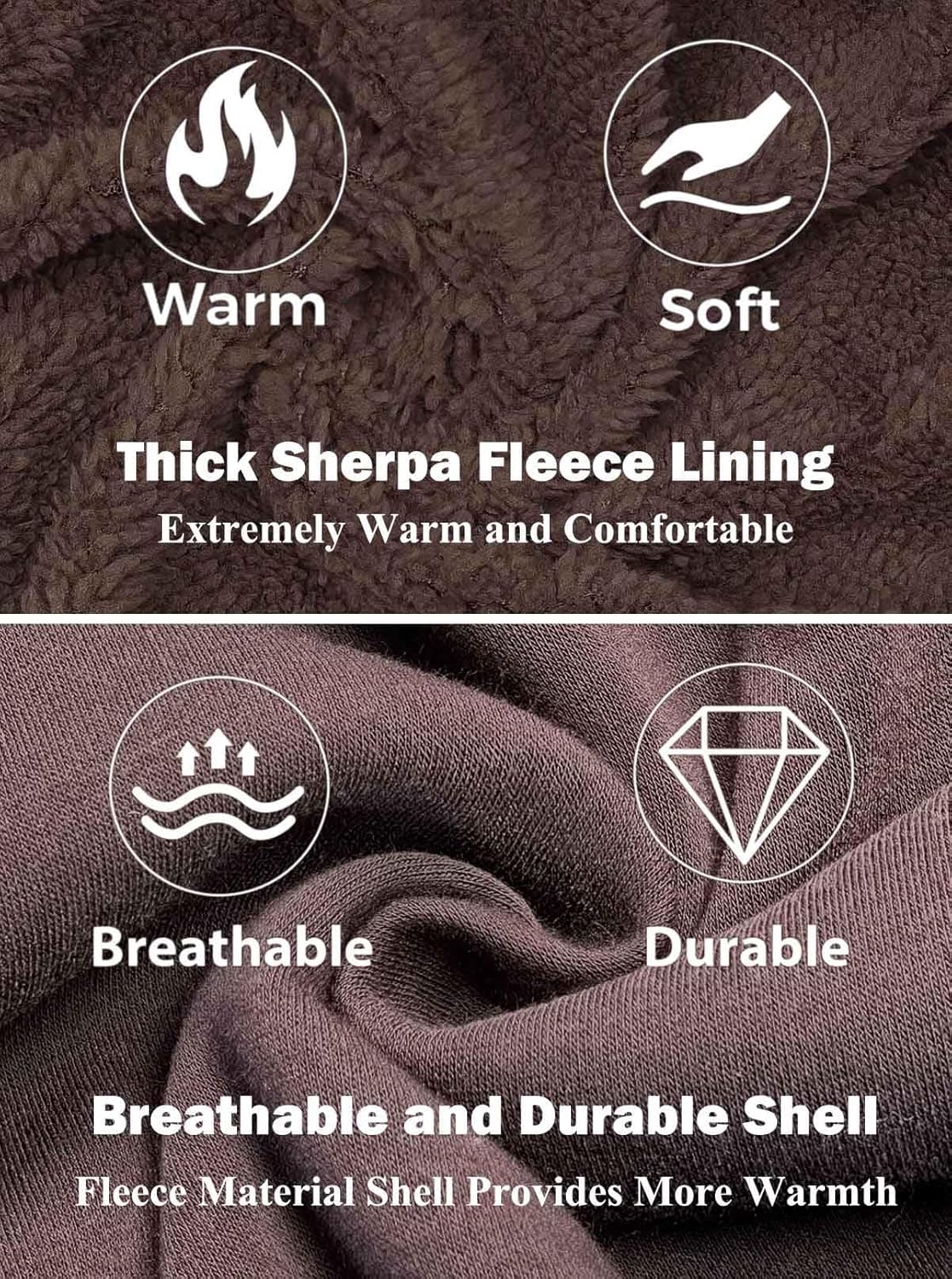 Sherpa Lined Hoodies for Men Heavyweight Full Zip Up Sweatshirt Thick Fleece Jackets Winter Warm Coats - Image 3