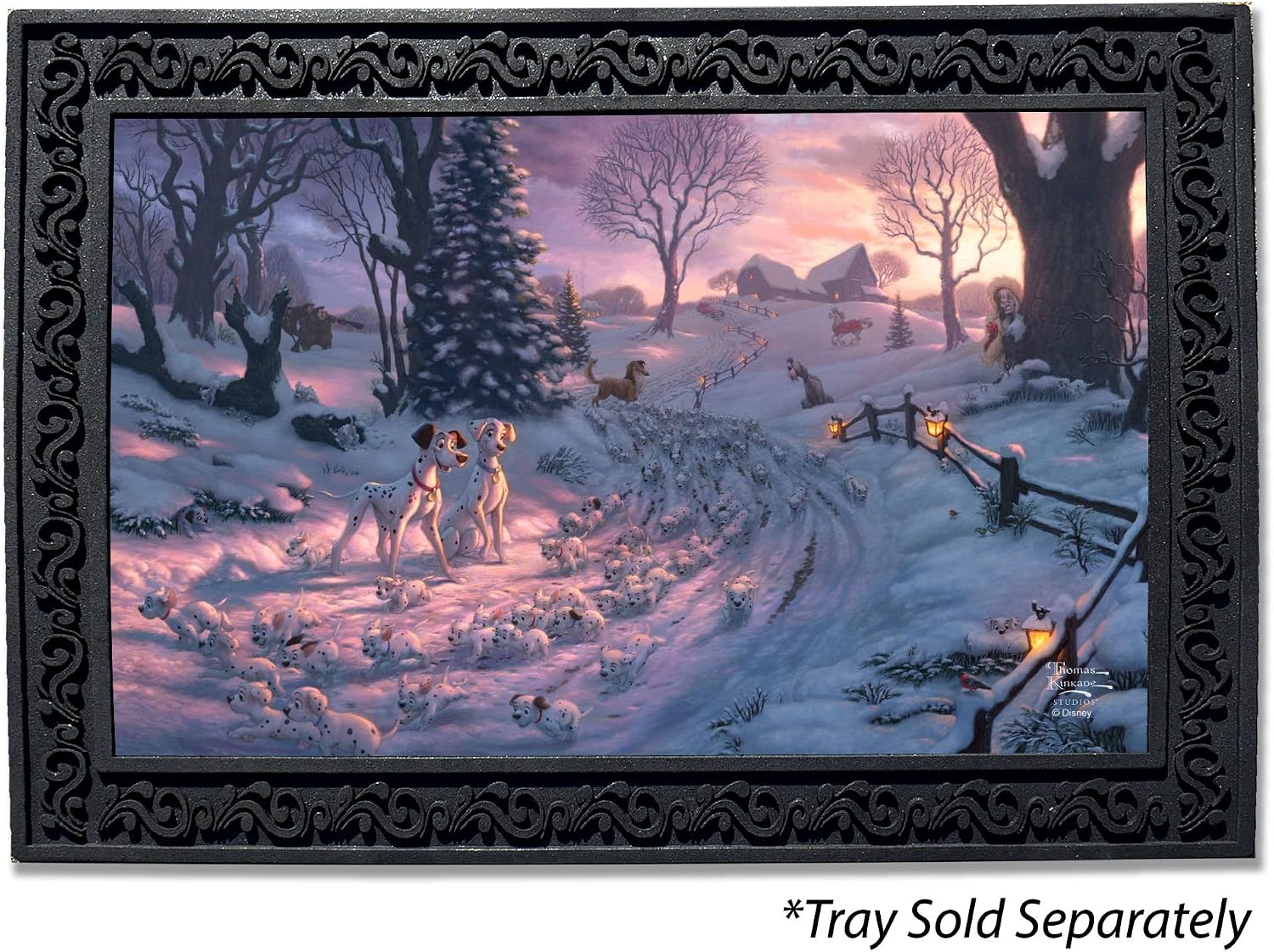 Flagology.com, Thomas Kinkade, Disney, 101 Dalmatians on The Run Doormat - 18" x 30", Outdoor/Indoor, Heavy Duty Recycled Rubber, Non-Slip Backing, Doormat