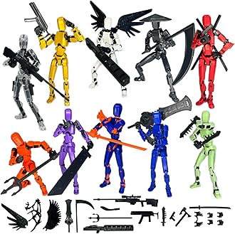 (Assembly Completed) 10 Packs T13 Action Figure Set, Dummy 13 3d Printed ActionFigure Toy Gifts for Kids, Robot 13 Action Figure Full Body Mechanical Doll Christmas Birthday Gift for Boys Girls