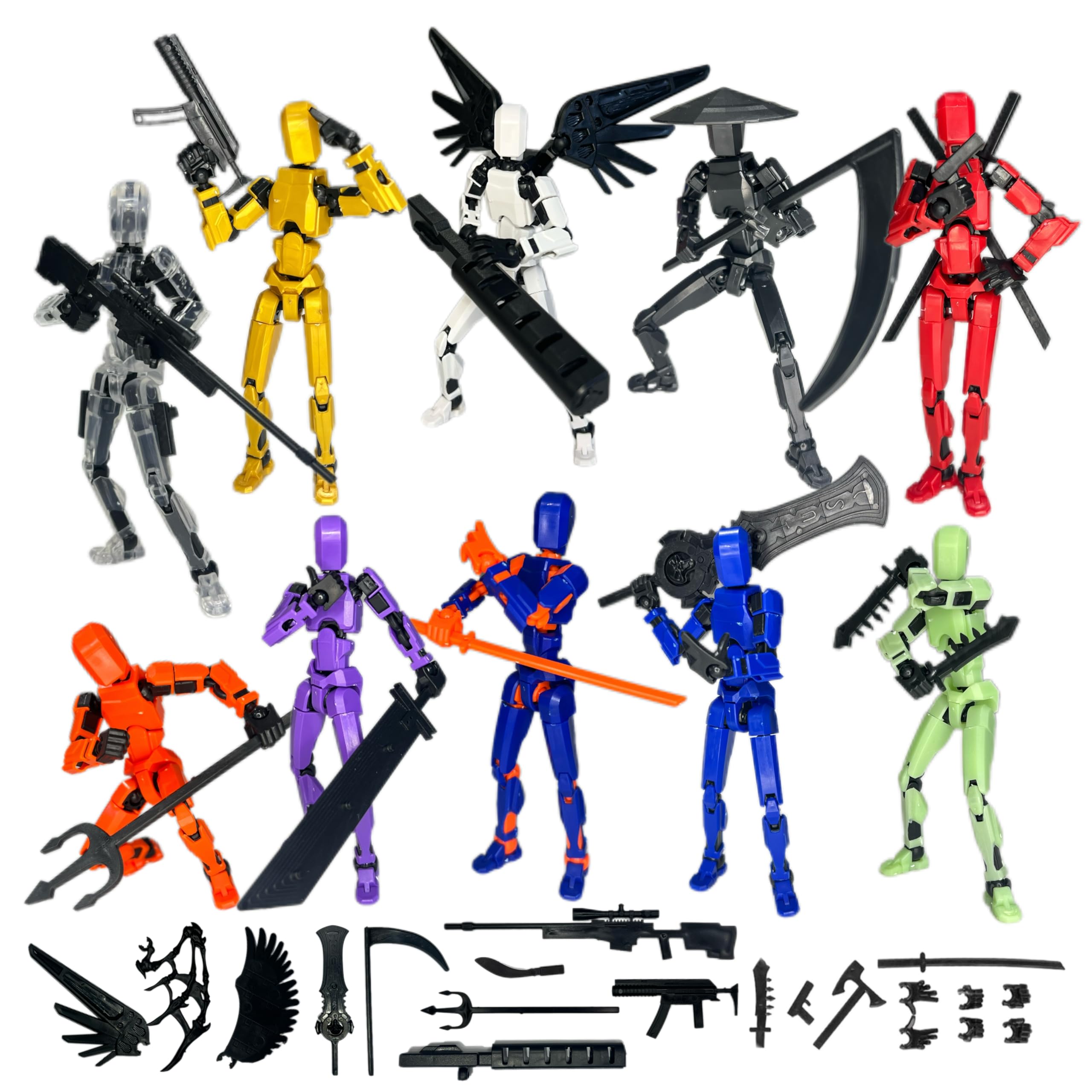 (Assembly Completed) 10 Packs T13 Action Figure Set, Dummy 13 3d Printed ActionFigure Toy Gifts for Kids, Robot 13 Action Figure Full Body Mechanical Doll Christmas Birthday Gift for Boys Girls