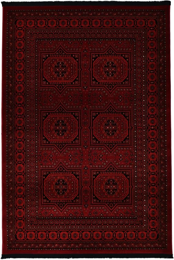 Afgan Türkmen Otantik Desenli Dokuma Kırmızı Oturma Odası Salon Mutfak Halısı Yolluk 0023A