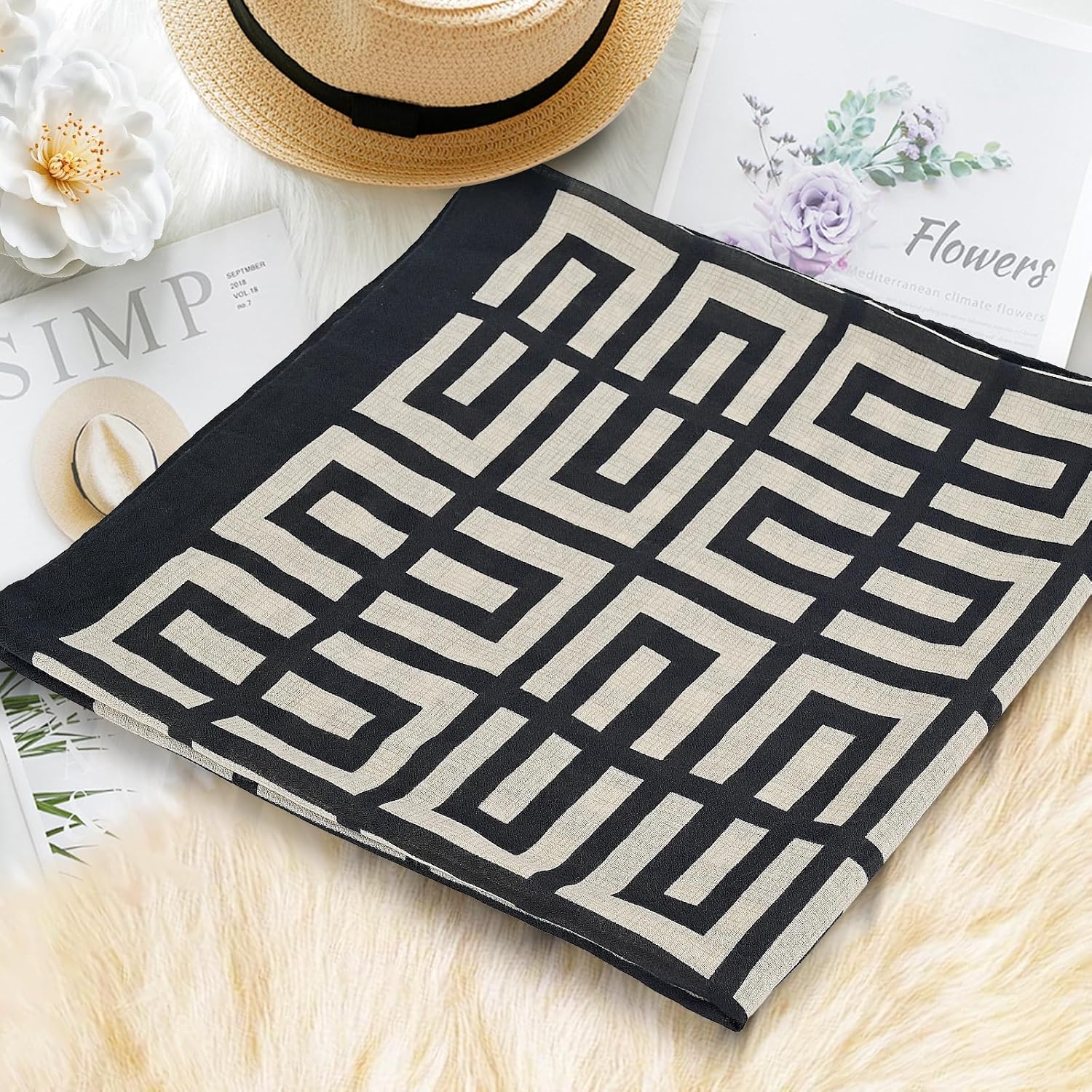 Scarfs for Women Light Soft Solid plaid Fashion Scarves Sunscreen Shawls for All Seasons - Image 6