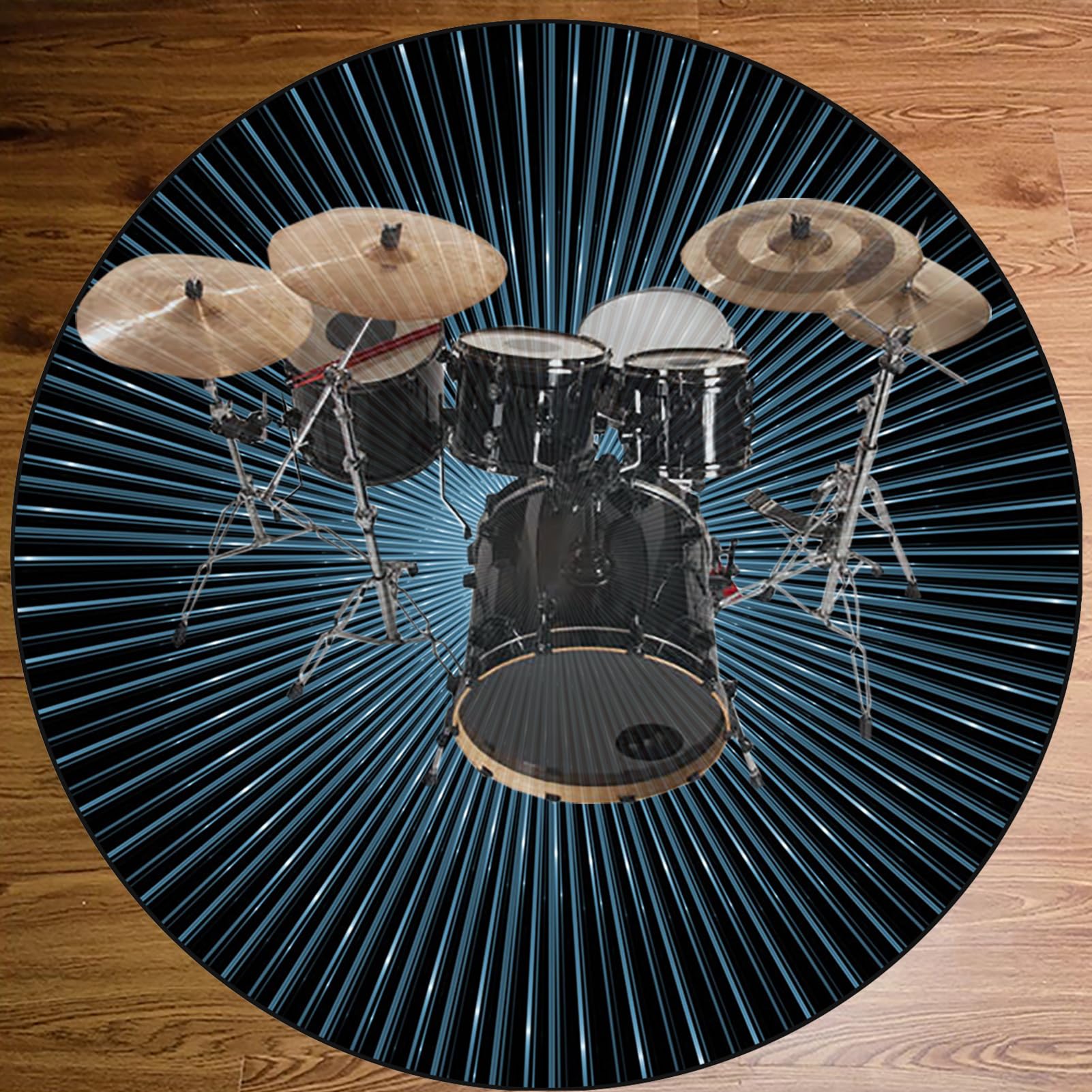 Schlagzeug Teppich Rund Schlagzeugteppich Schallschutz Akustik Teppich Schallschutzmatte Drum Rug Drum Matte Trommelteppich rutschfeste Trommel Teppiche für Bass Drum Snare Jazz Drumteppich 120 cm