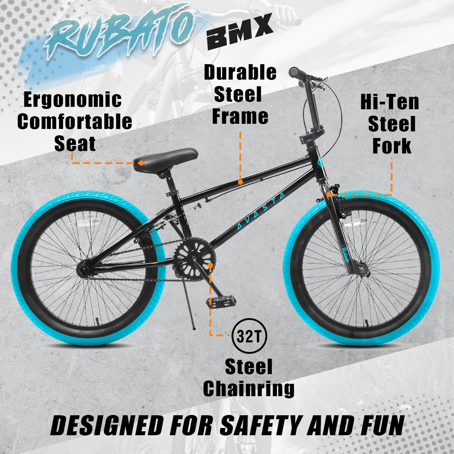 AVASTA Freestyle BMX Bike Kids Bicicletta per Bambini dai 5 Anni in su e livello Principiante
