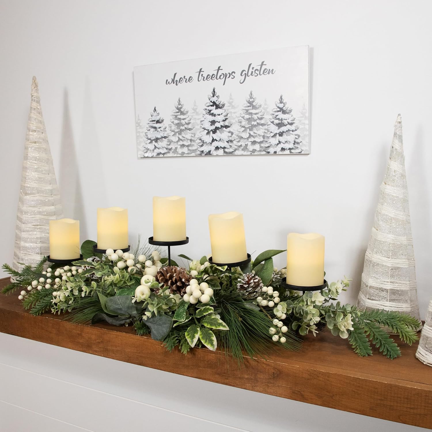 Berries and Eucalyptus Artificial Christmas Candle Holder - 42"