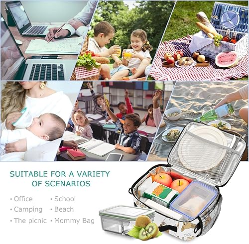 Miniatura 7 de Lonchera Doodle Dog Pug Golden Retriever Husky para niñas y niños, bolsas de almuerzo para la escuela, bolsa térmica aislada, bolsa de almuerzo