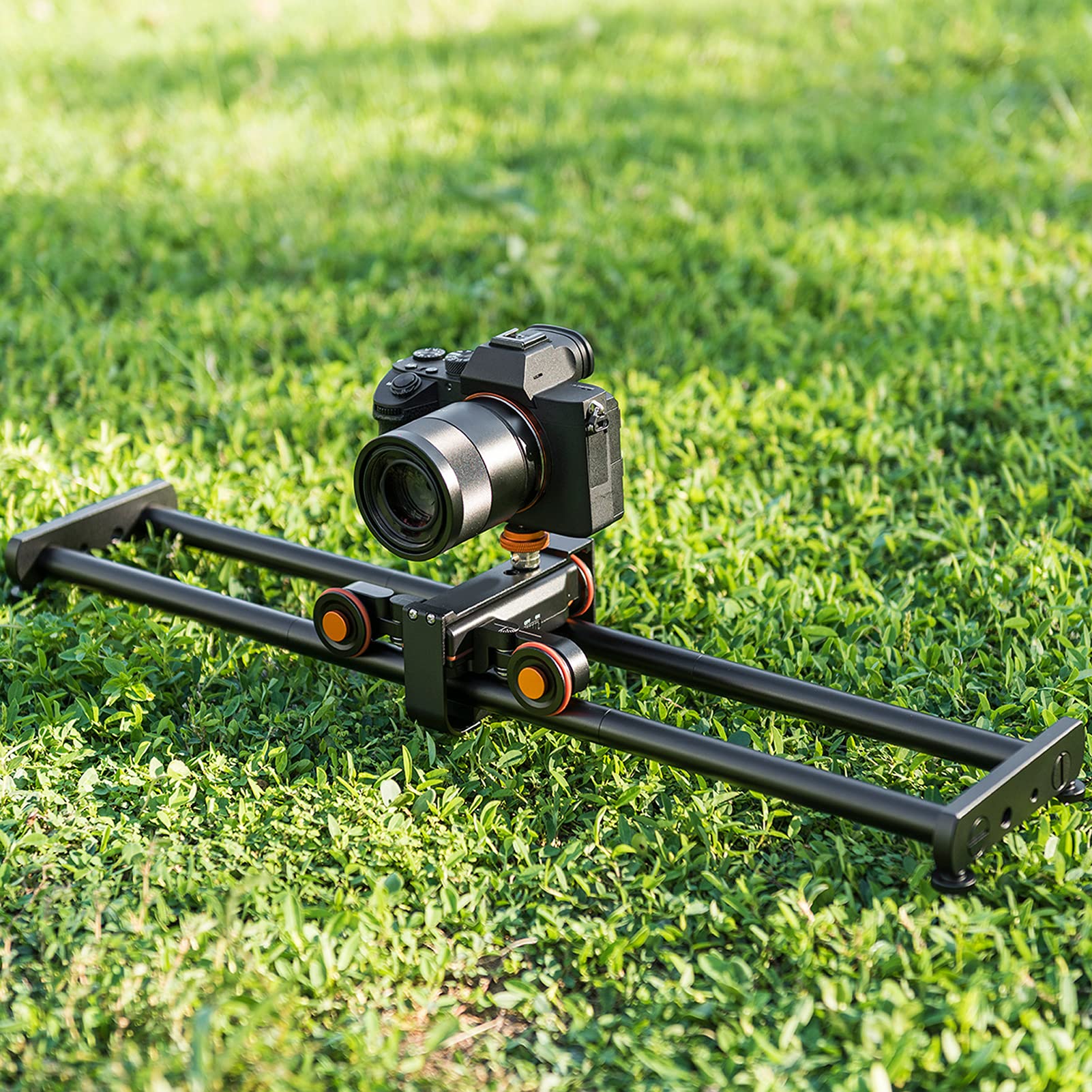 Zunate Curseur de Caméra avec Rotule, Rail de Stabilisateur Vidéo Réglable de 23,6 Pouces / 60 Cm pour Caméra Vidéo pour Smartphone, Photographie, Stabilisateur de Caméscope