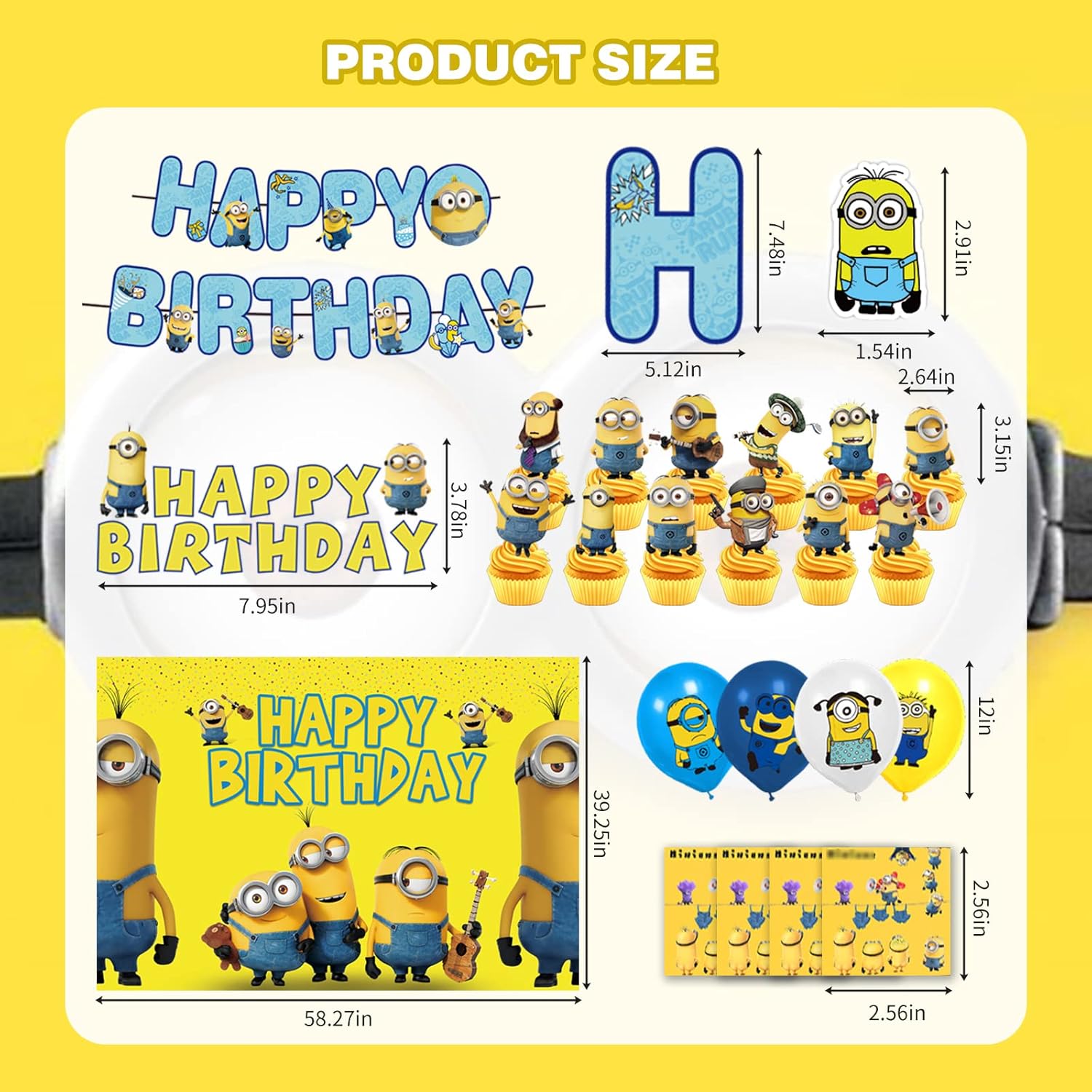 Kit Decoración Cumpleaños 44 Piezas | Incluye Pancarta, Topper De Tarta, Globos Y Adornos | Para Fiestas Infantiles Y Celebraciones