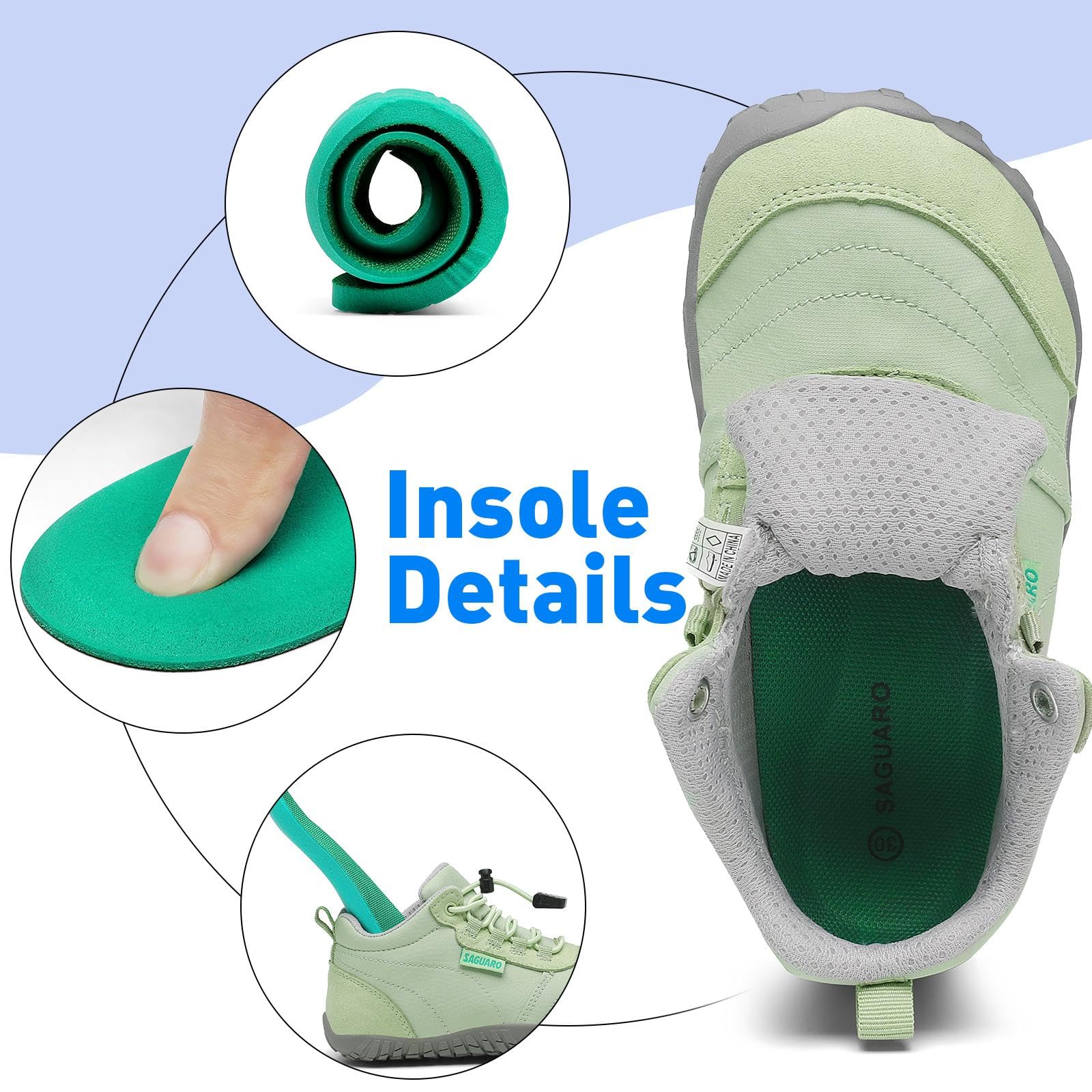 SAGUARO Enfants Chaussures de Trail Garcons Fille Minimaliste Barefoot Baskets Running Sneakers Léger Respirantes 31EU