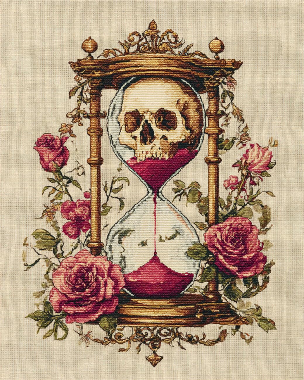 RKFLGEW 14CT Cross-Stitch Kits Fantasy Hourglass Counted Fabric Cross Stitching DIY Art Needlecrafts Embroidery Kits with Scissors Accessories 40x50cm