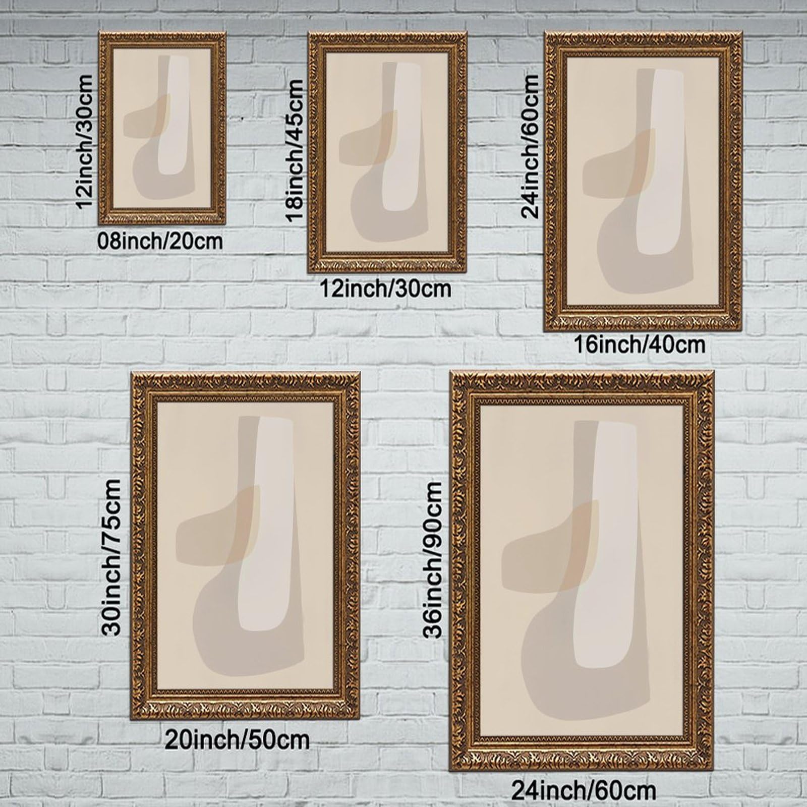 Mnyuein Póster abstracto y minimalista beige de 15 lienzos