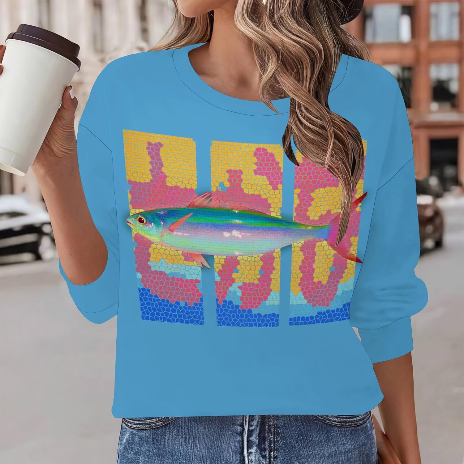 Funny Animals Graphic Women'S Crewneck Sweatshirt Long Sleeve Sweatshirt Casual Pullover Fall Fashion Clothes - Image 2