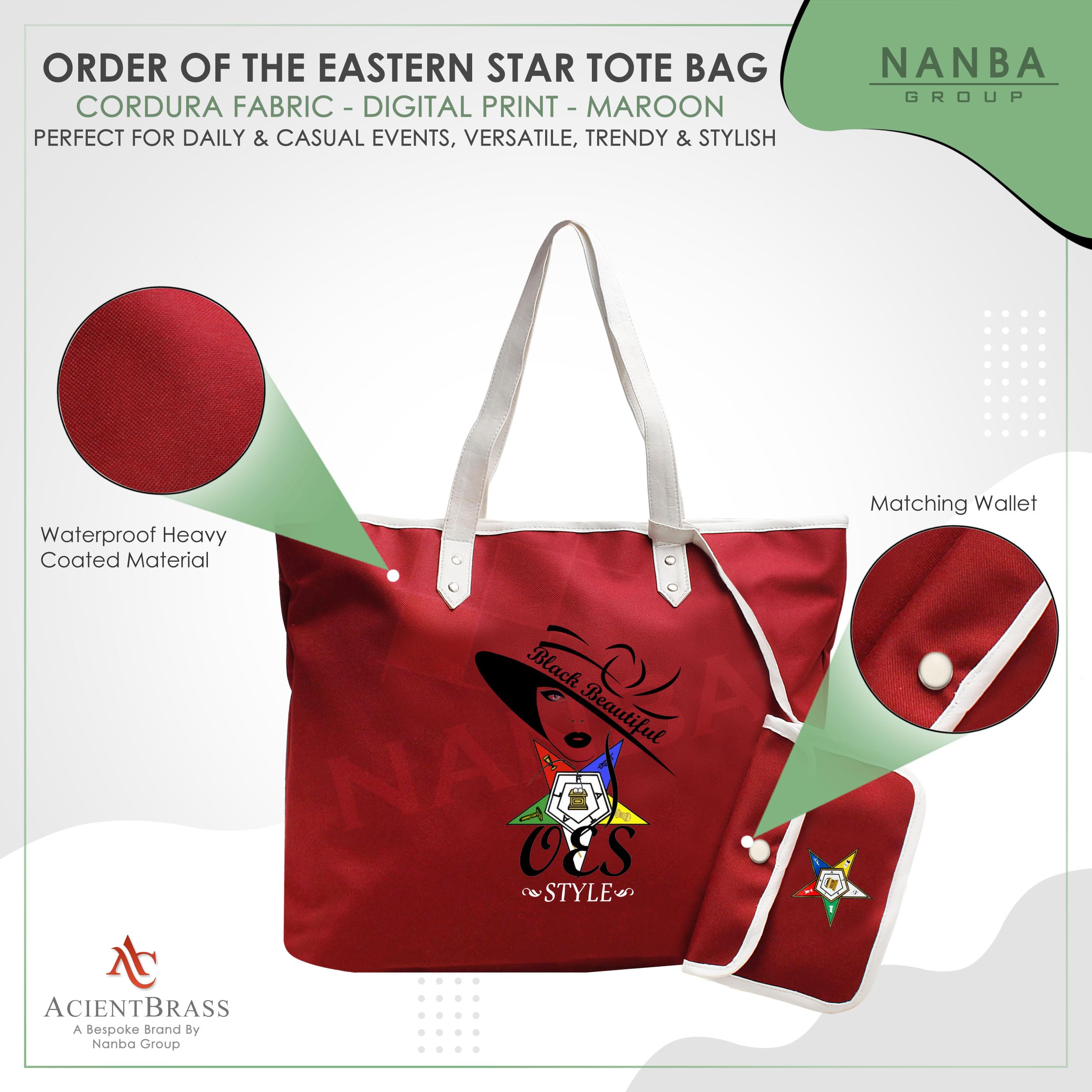 Order of the Eastern Star OES Tote Bag with Matching Wallet
