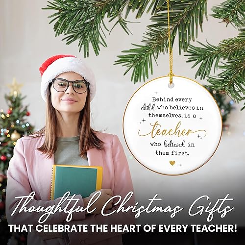 Vista 29 de OASSIE Regalos de agradecimiento de Navidad para empleados para compañeros de trabajo, adornos de Navidad de cerámica 2025 para decoraciones de Sé