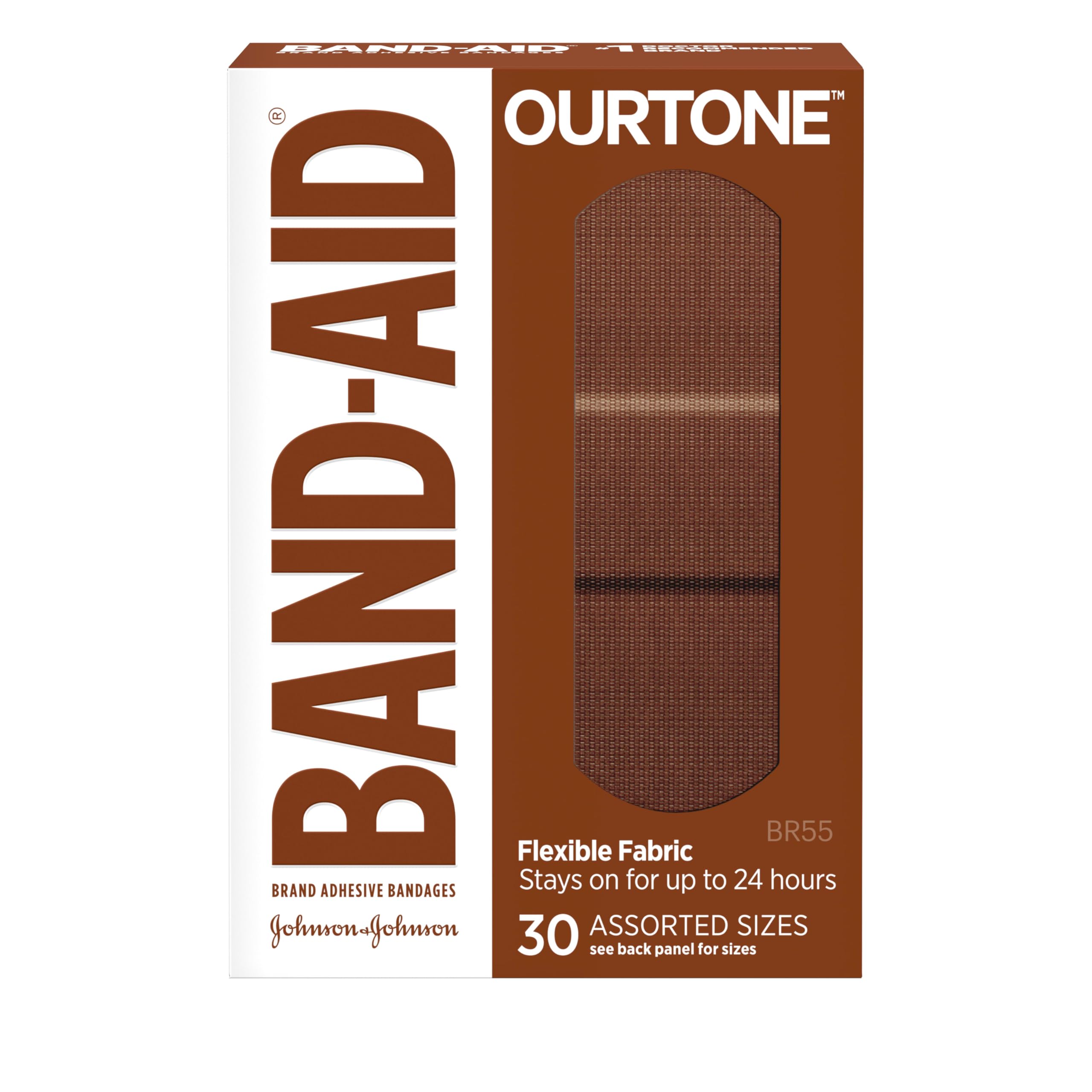 Band-Aid Brand Ourtone Adhesive Bandages, Flexible Protection & Care of Minor Cuts & Scrapes, Quilt-Aid Pad for Painful Wounds, BR55, Assorted Sizes, 30 ct Br55 30 Piece Assortment