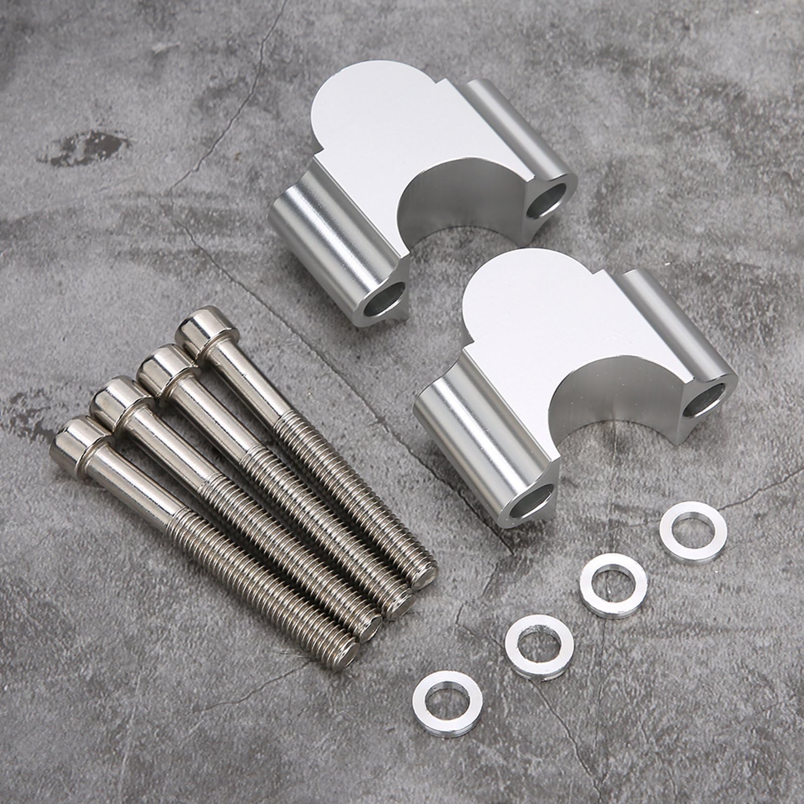 Riser Manubrio, Regolabile Durevole 28MM Premium Morsetto Manubrio Moto Alluminio con 4 Viti X per ATV per Moto Quad(D'argento),maniglia della moto