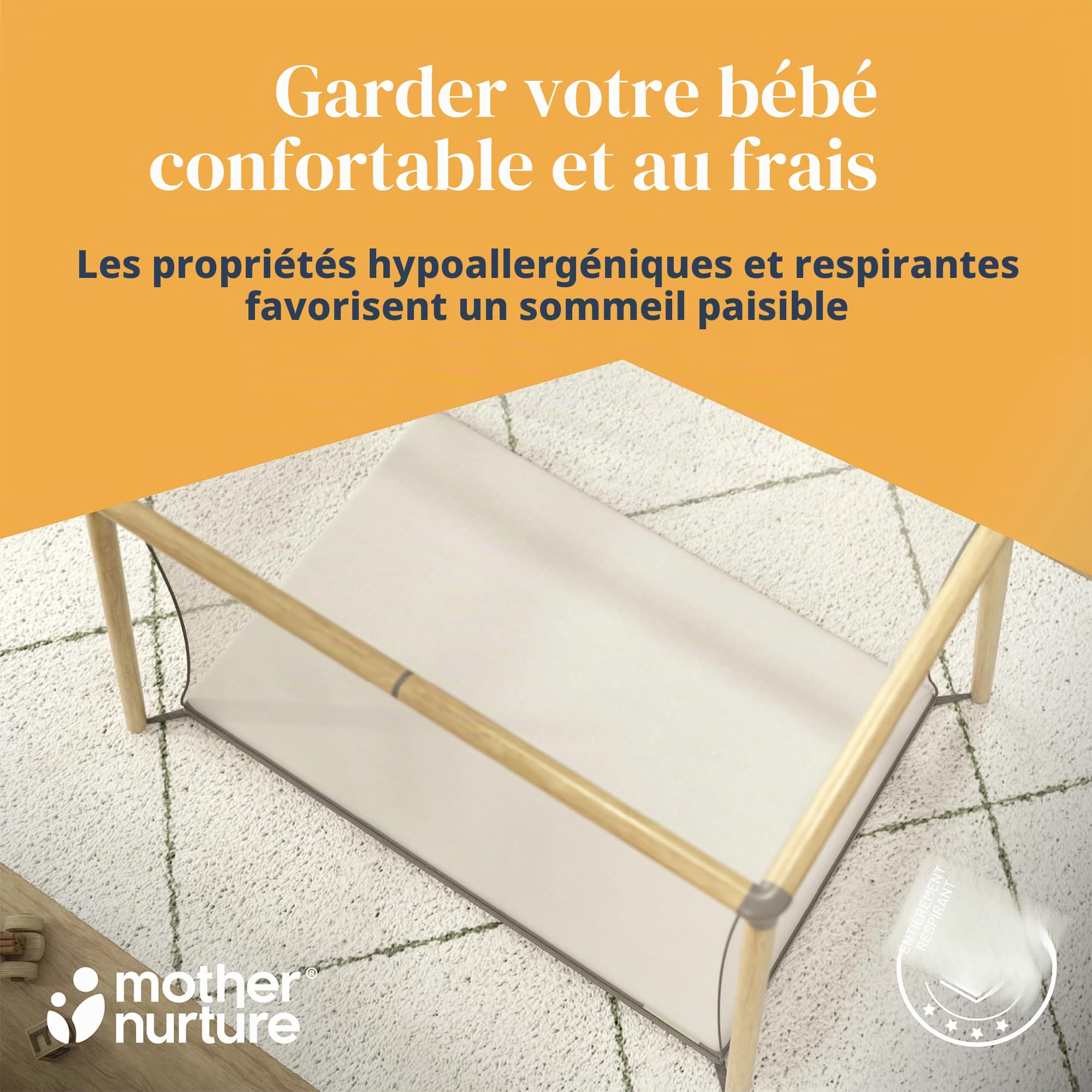 Mother Nurture Essential Matelas de Voyage en Mousse Blanc 95 x 65 x 5 cm