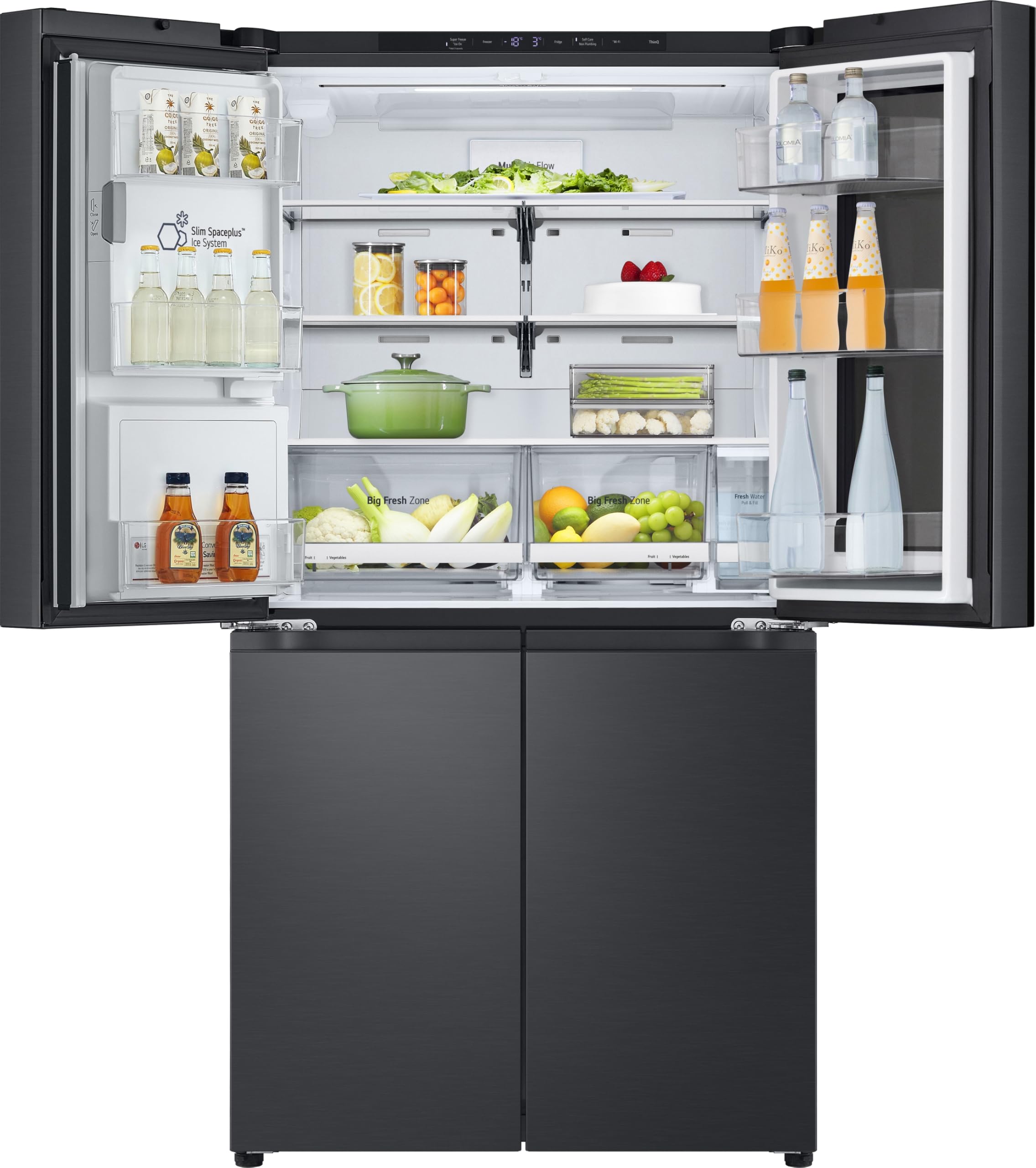 LG GMK961EV3E Multi-Door Kühlschrank mit Gefrierfach (646 L, Energieklasse E) mit InstaView, UVNano, Wassertank, LinearCooling, Total No Frost, Schwarz