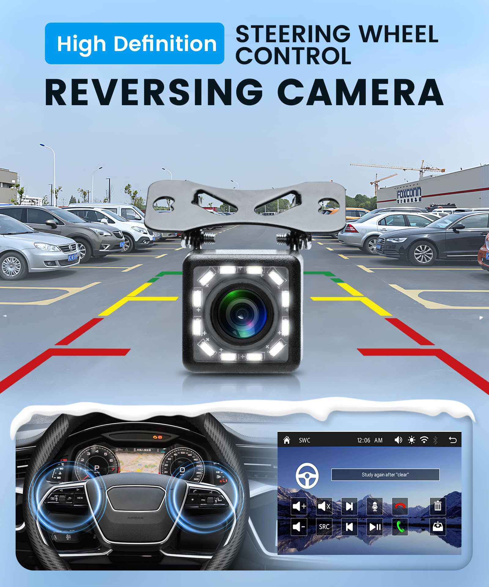 Wireless Carplay Autoradio 2 Din con You-Tube Android Auto 7 Pollici Touchscreen Autoradio con IOS/Android Mirror Link Bluetooth FM Radio USB/EQ/AUX Controllo del Volante Telecamera Posteriore