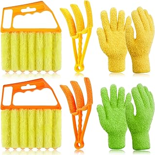 6 Pcs Window Venetian Blind Cleaner Duster Tool 2 Pcs 7 Fingers Dusting Cleaner Tool 2 Pcs Shutter Cleaner Brush and 2 Pairs Cleaning Gloves for Air Conditioner Keyboard Fan Dirt House Dust Cleaner
