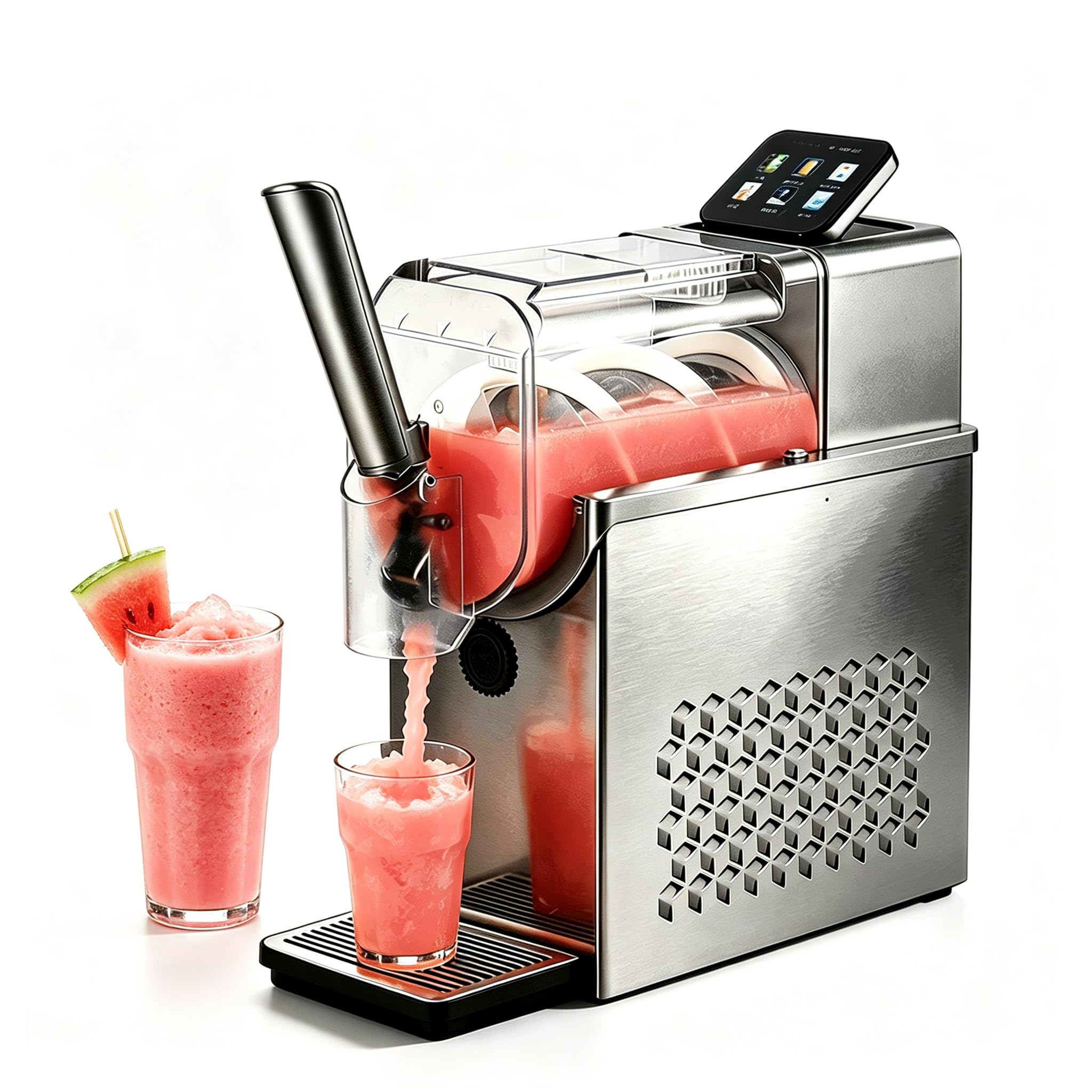 richigblosmum Slushie Machine for Home, 2.3L Countertop Smoothie Maker with No Ice Prep, LED Digital Controls, Hardness Adjustment & Self-Clean Cycle for Family Drinks