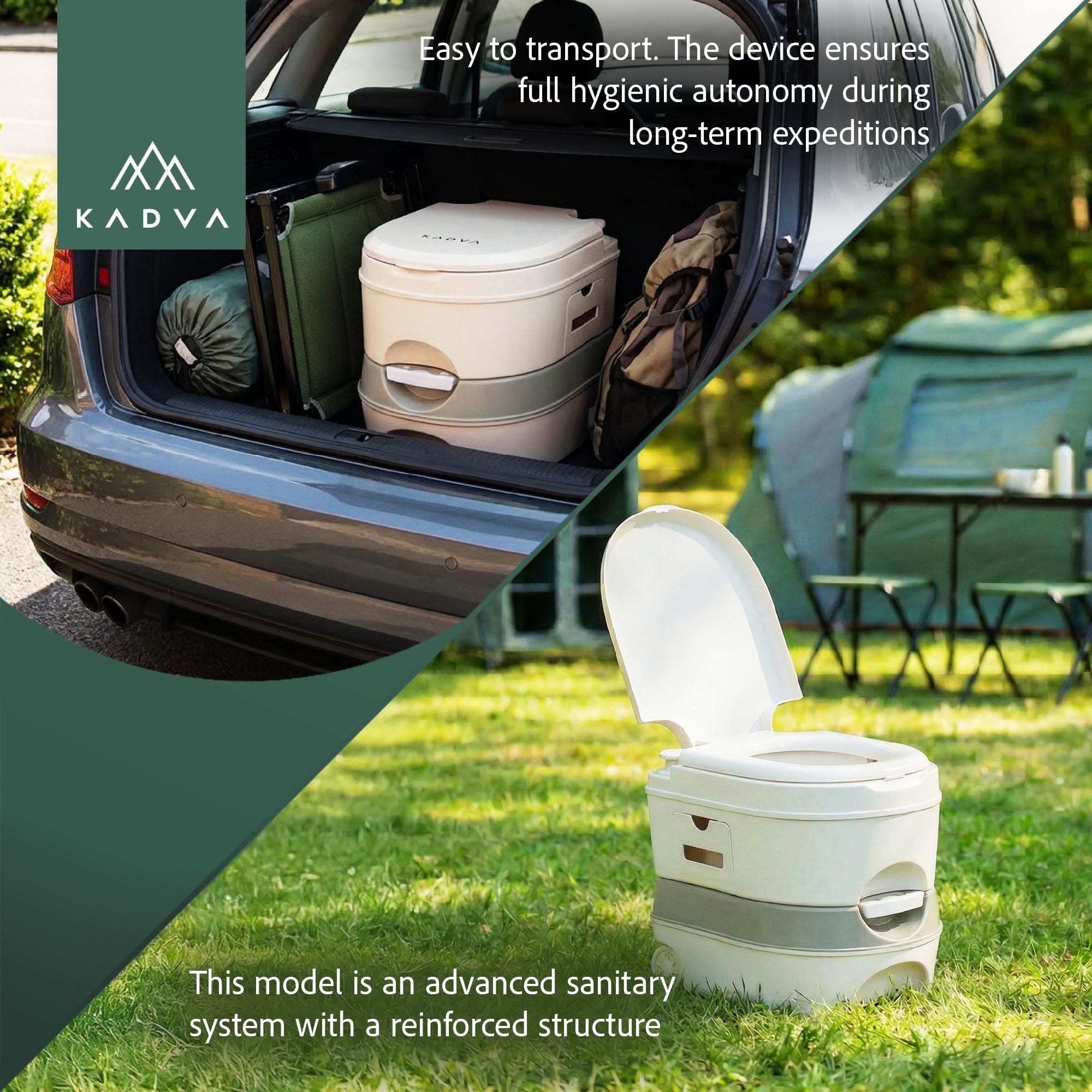KADVA Throno PRO Campingtoilette 24 L mobile Reisetoilette Grau