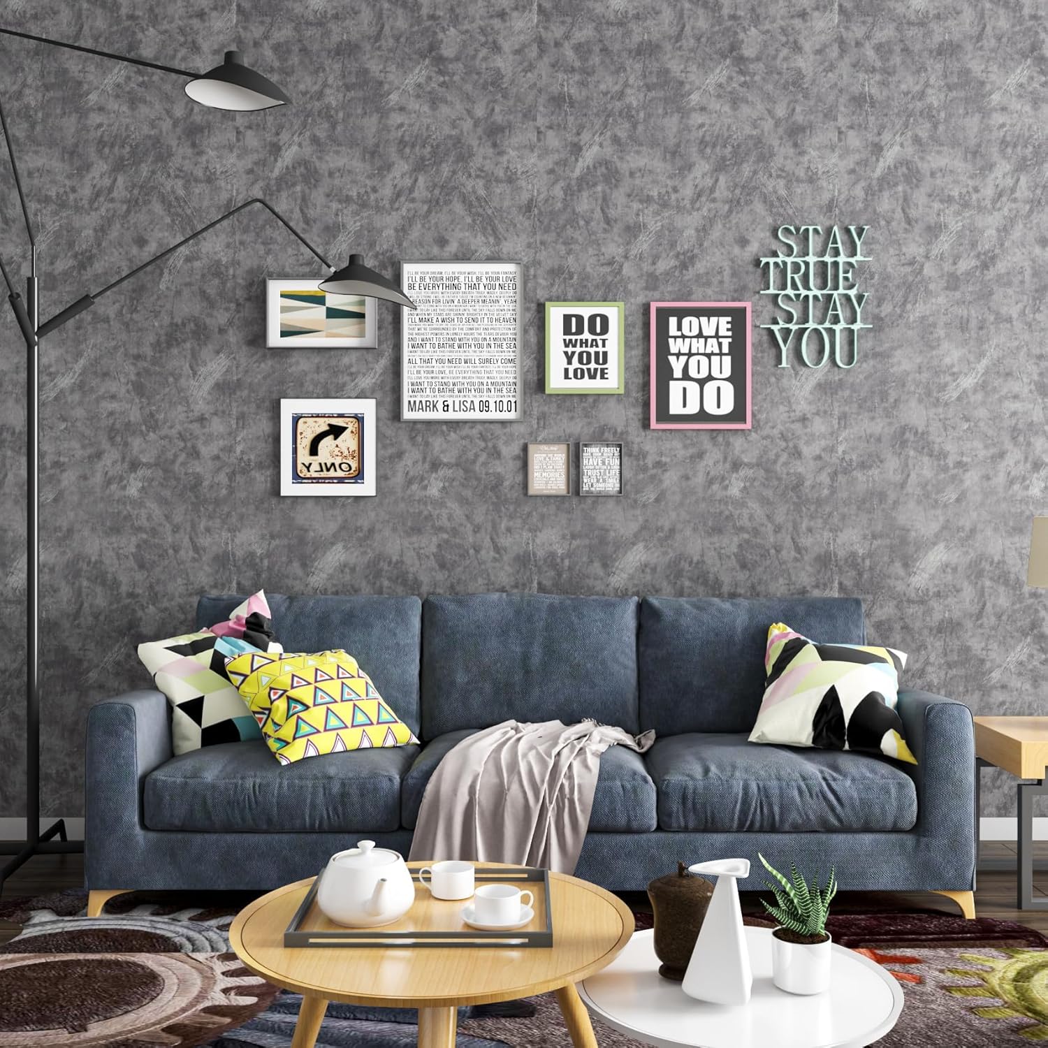 LaCheery Textured Grey Cement Wallpaper Peel and Stick 15.8"x276" Gray Industrial Concrete Wallpaper Waterproof Cement Contact Paper for Walls Desk Vinyl Renter Friendly Kitchen Living Room Wall Paper