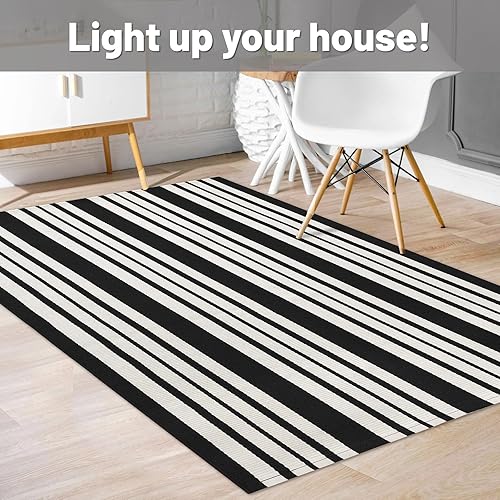 Miniatura 126 de IOHOUZE - Tapete a cuadros estilo búfalo de 5 x 8 pies para interiores y exteriores, lavable, para sala, tapete de bienvenida primavera-verano