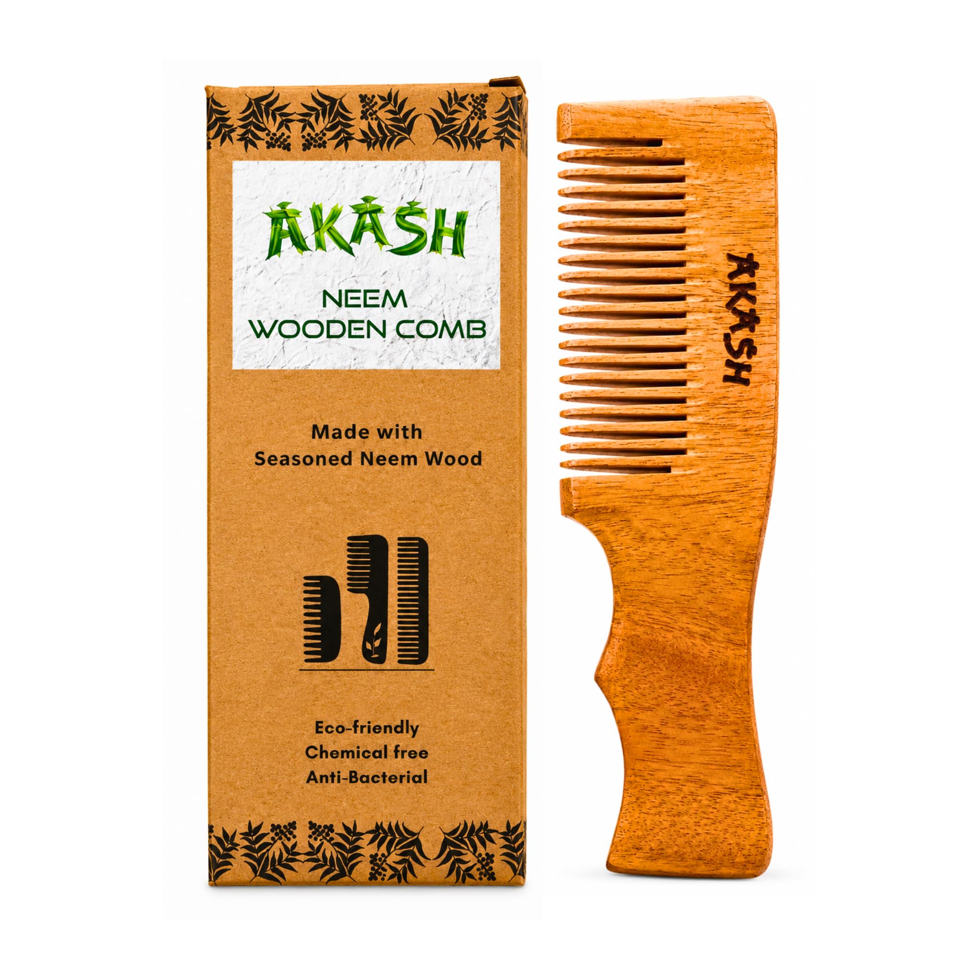 Neem Wooden Comb - Detangling, Frizz Control & Shine, Suited For All Hair Types (One Size, Kids Comb)-image-47