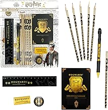 Harry Potter Stationery Set Includes Pencil, Ruler, Coloured Pencils, Eraser, Sharpener, Notebook and Pen, Hogwarts Stationery Set for Kids and Teenagers