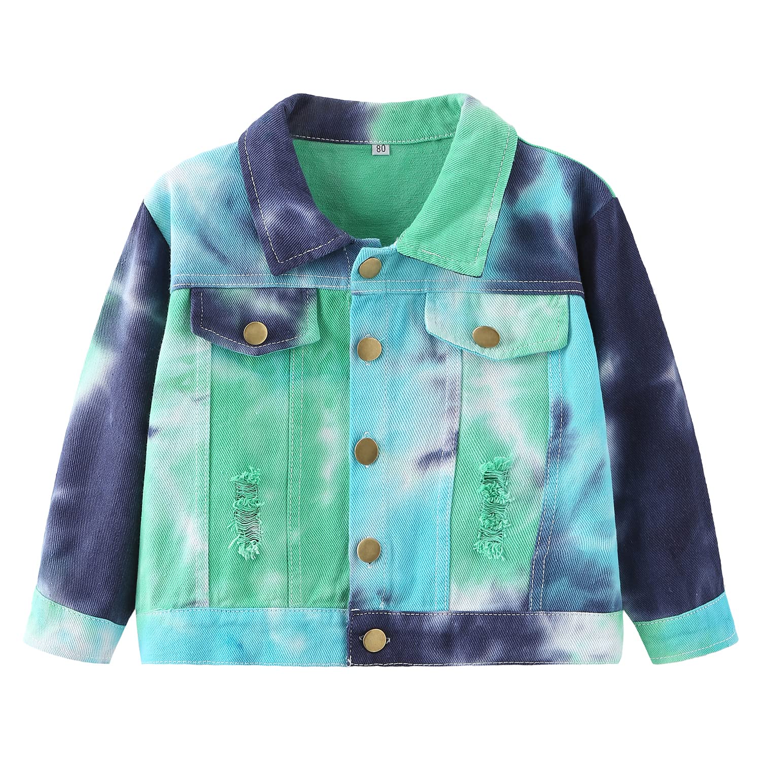 Toddler Baby Boys Girls Fall Clothes Thin Denim Jackets Kids Tie Dye Ripped Jeans Coats Button Down Outerwear