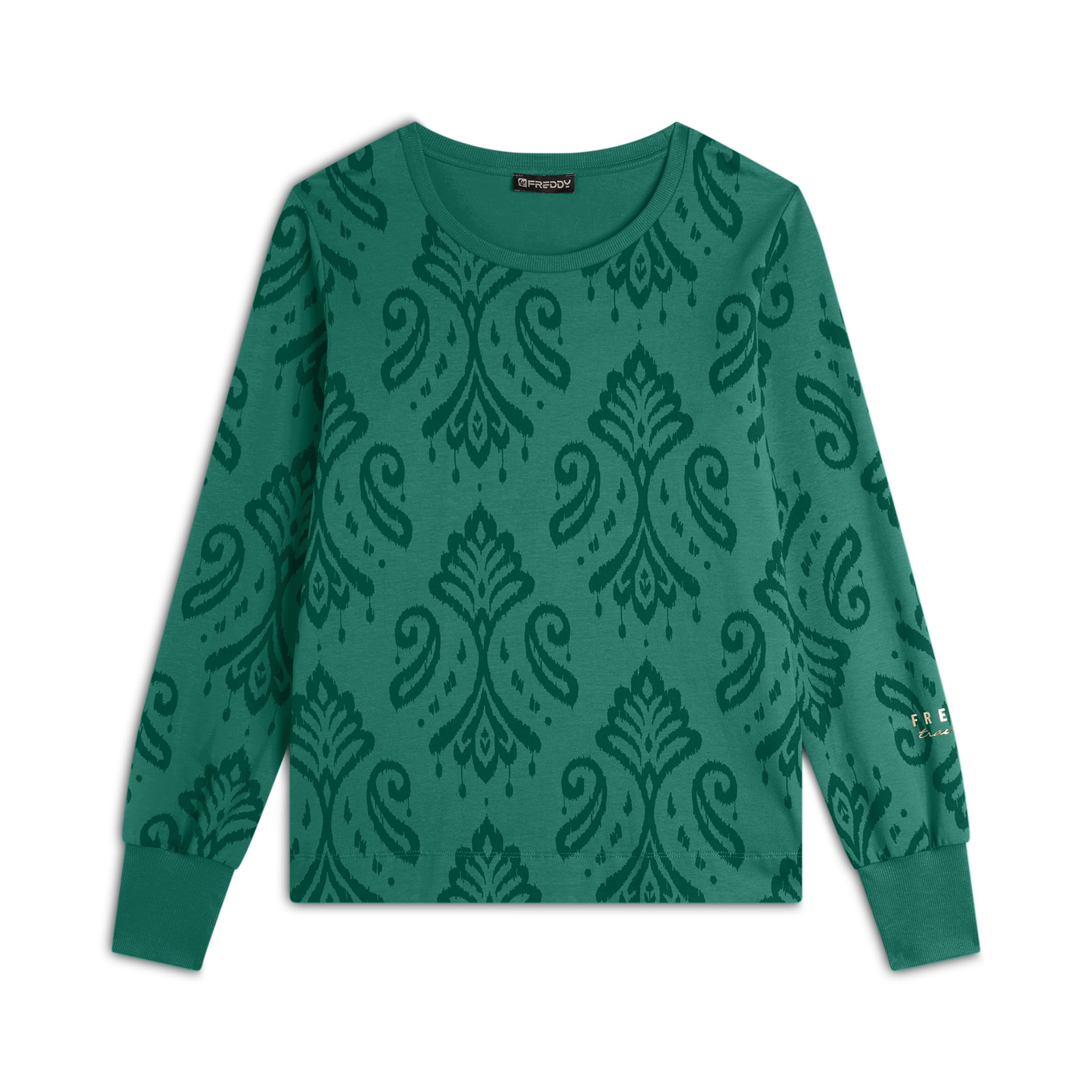 Freddy Felpa Donna Girocollo In Jersey Con Fantasia Floreale Logo Oro Chiaro-image