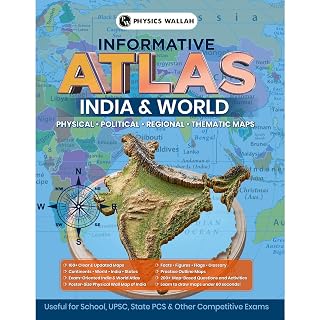 PW Informative Atlas - India & World | Physical, Political, Regional & Thematic Maps | For School Students, UPSC, State PSC & Other Competitive Exams | English Edition with Detailed Maps | Atlas Book