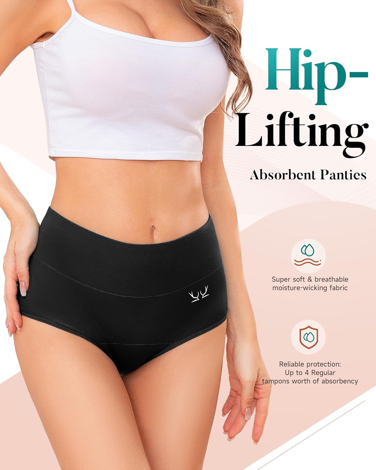 Women's Period Underwear Heavy Flow, High Absorbency Cotton Panties LeakProof Postpartum Menstrual Briefs Women Teens - Image 2