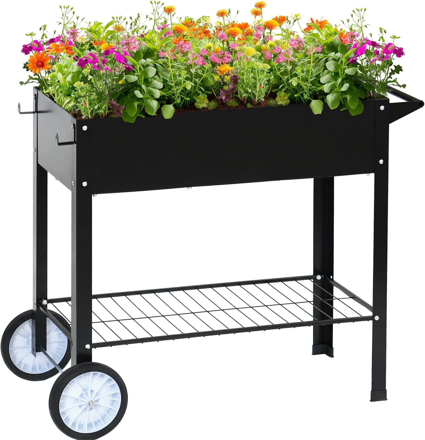 sogesfurniture Elevated Garden Bed Cart Planter Box on Wheels, Outdoor ...