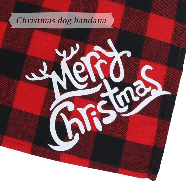 Foto 2 de 7 de STMK Paquete de 2 pañuelos navideños a cuadros para perros